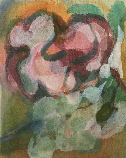 Flora pensante, 35 x 28 cm, Natural glue, pigments, on antique hemp, 2025